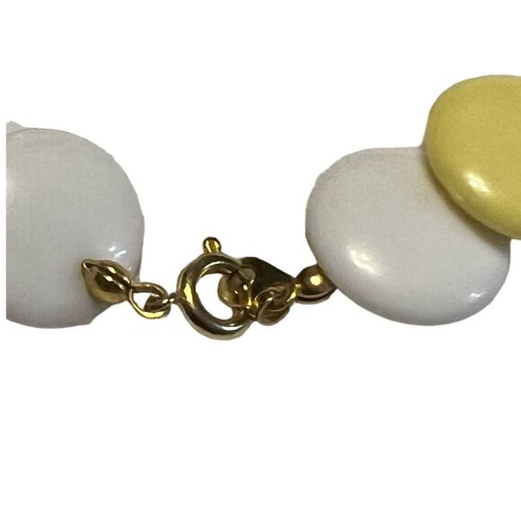 90s Retro Yellow & White Disc Necklace - Vintage Choker Style - Picture 4 of 5